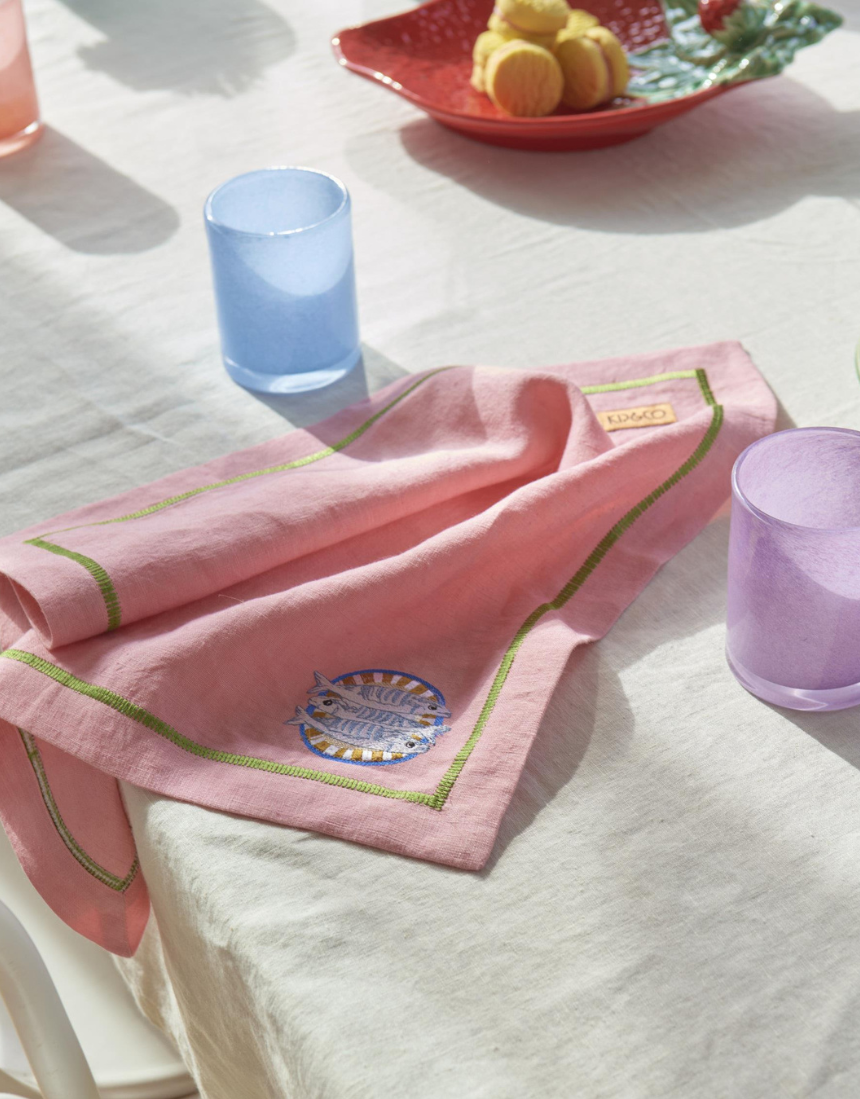 Kip & Co - Supper Club Embroidered Linen 4P Napkin Set, Napkin, Kip & Co - Say It Sister