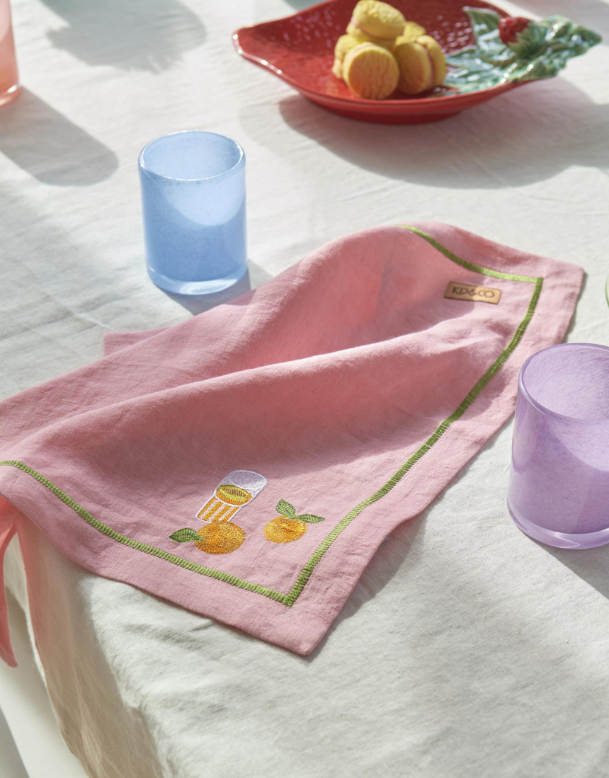 Kip & Co - Supper Club Embroidered Linen 4P Napkin Set, Napkin, Kip & Co - Say It Sister