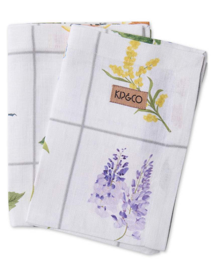 Kip & Co Prairie Linen 4-piece napkin set with stylish, soft fabric and floral pattern for elegant table setting.
