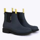 Merry People Bobbi gumboots in midnight color, waterproof rubber rain boots for women, with a sleek, matte finish and sturdy sole.
