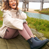Merry People Bobbi Gumboot Midnight in navy blue rain boots with waterproof design and chunky sole for outdoor wear.