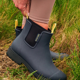 Merry People Bobbi Gumboot in Midnight color, waterproof rubber boots with a stylish design, suitable for rainy weather.