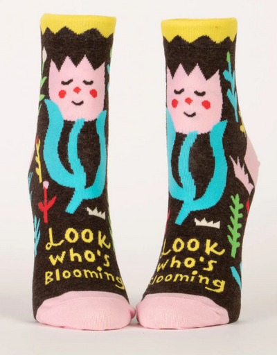 Blue Q - Look Who is Blooming W-Ankle Socks, socks, Blue Q - Say It Sister