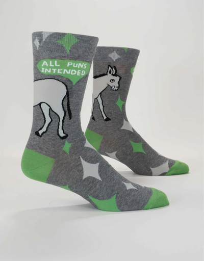 Blue Q - All Puns Intended M-Crew Socks, socks, Blue Q - Say It Sister