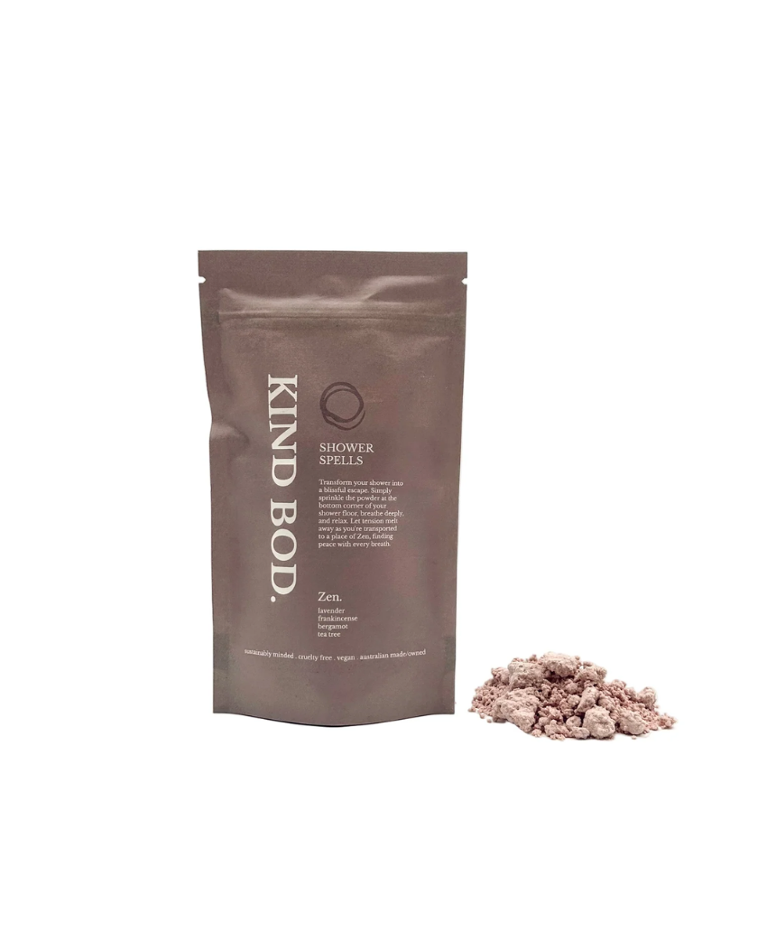 Kind Bod Shower Spell Pack Zen shower steamer with calming herbs and essential oils, designed for a relaxing shower experience.