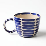 Jones & Co Chino Mug Boss Blue Stripe featuring a stylish blue striped design and sturdy ceramic construction.