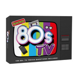 William Valentine Awesome 80s TV Trivia game box with colorful retro design and vintage TV graphics on the front.