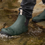 Forest green Merry People Bobbi gumboots shown, waterproof rubber rain boots with a stylish, practical design for wet weather.