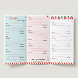 Say It Sister Christmas Gift List in festive design, ideal for organizing holiday presents and gift ideas.