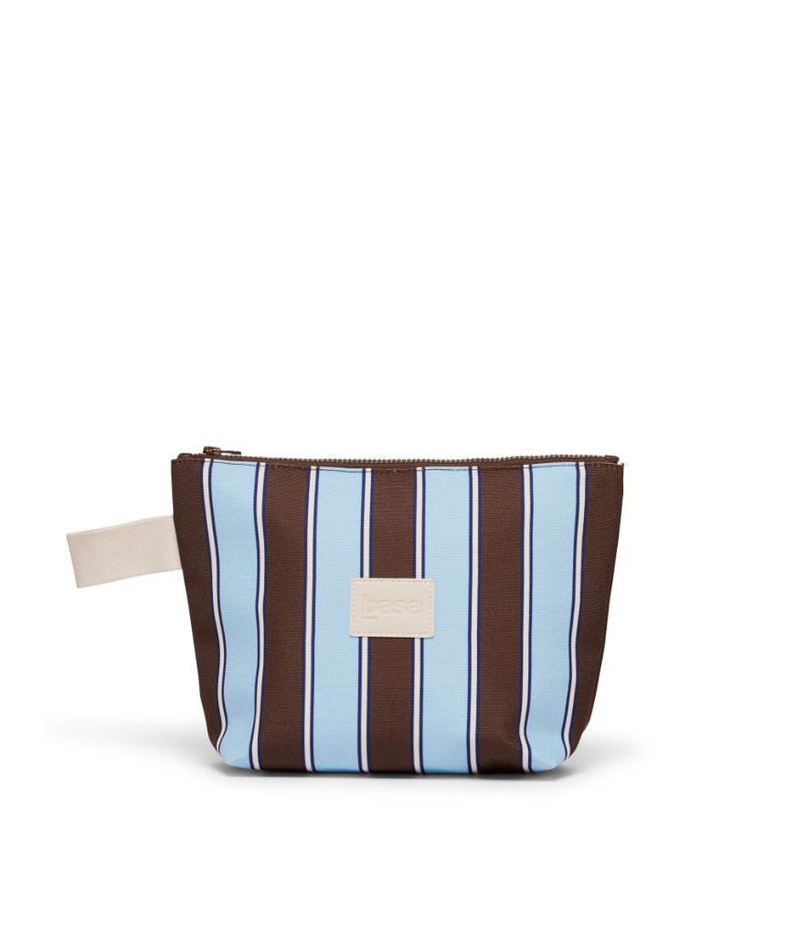 Wet Base Midi in chocolate stripe featuring a sleek design and fabric details, showcasing the stylish midi-length silhouette.