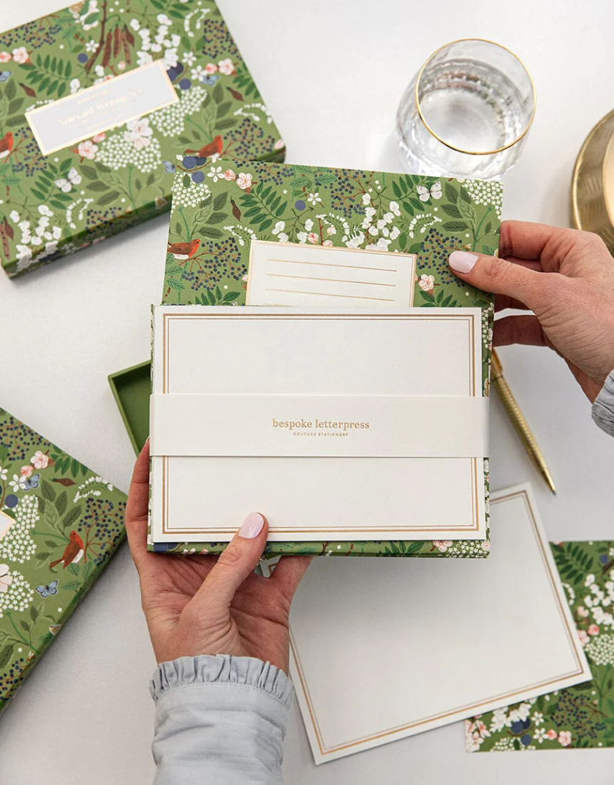 Notecard Writing Box Set - Flowering Trees, Greeting & Note Cards, Bespoke Letterpress - Say It Sister