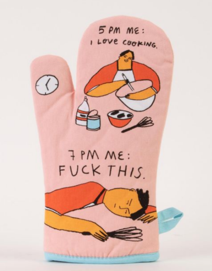 Blue Q 5pm Love 7pm F*ck This cotton oven mitt