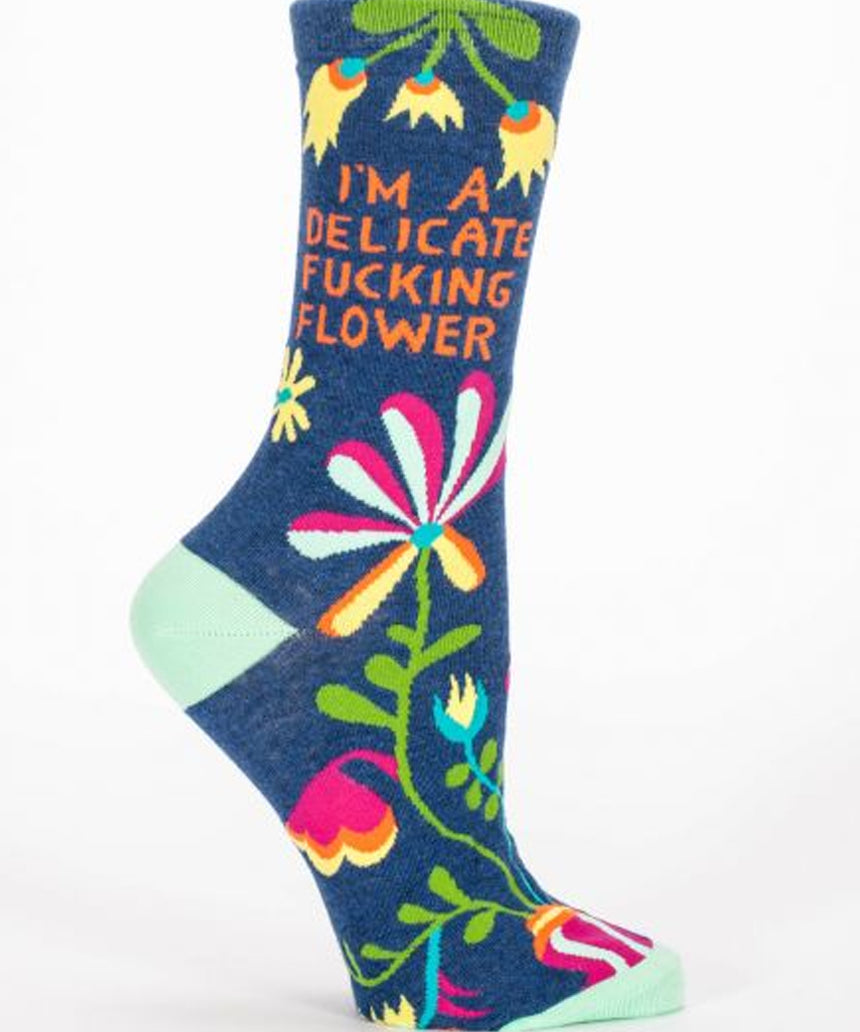 Blue Q - I'm A Delicate Fucking Flower Women's Socks, socks, Blue Q - Say It Sister
