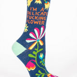 Blue Q - I'm A Delicate Fucking Flower Women's Socks, socks, Blue Q - Say It Sister
