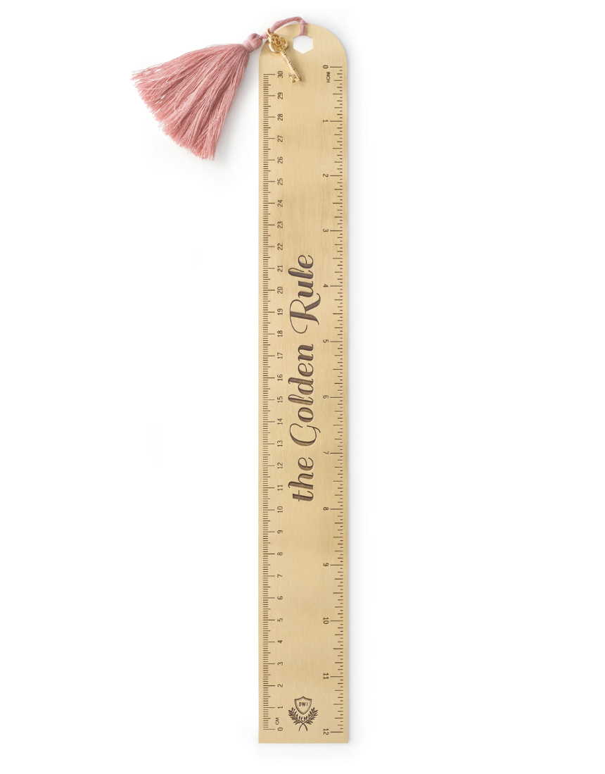 Metal 12" Ruler With Tassel & Charm - "The Golden Rule", , Designworks Ink - Say It Sister