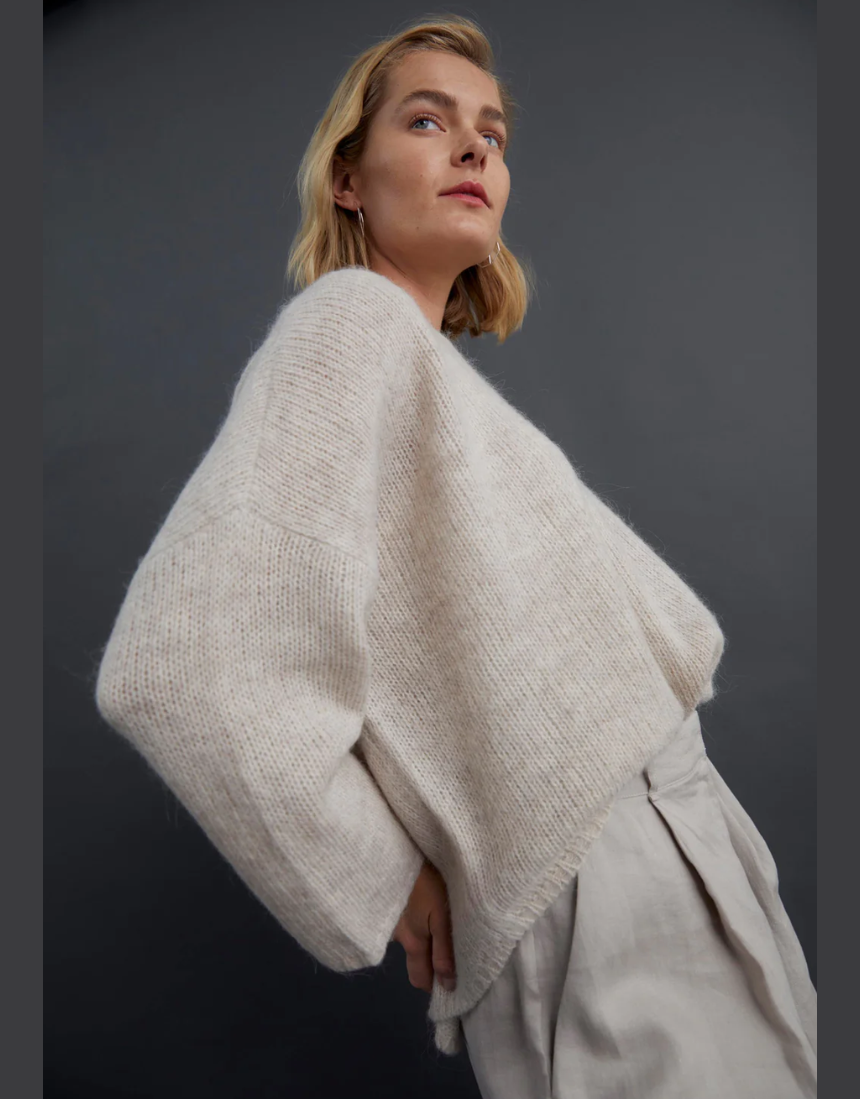 Ecru Elk Agna Sweater jumper with a relaxed fit, featuring a soft knit texture and subtle design details.