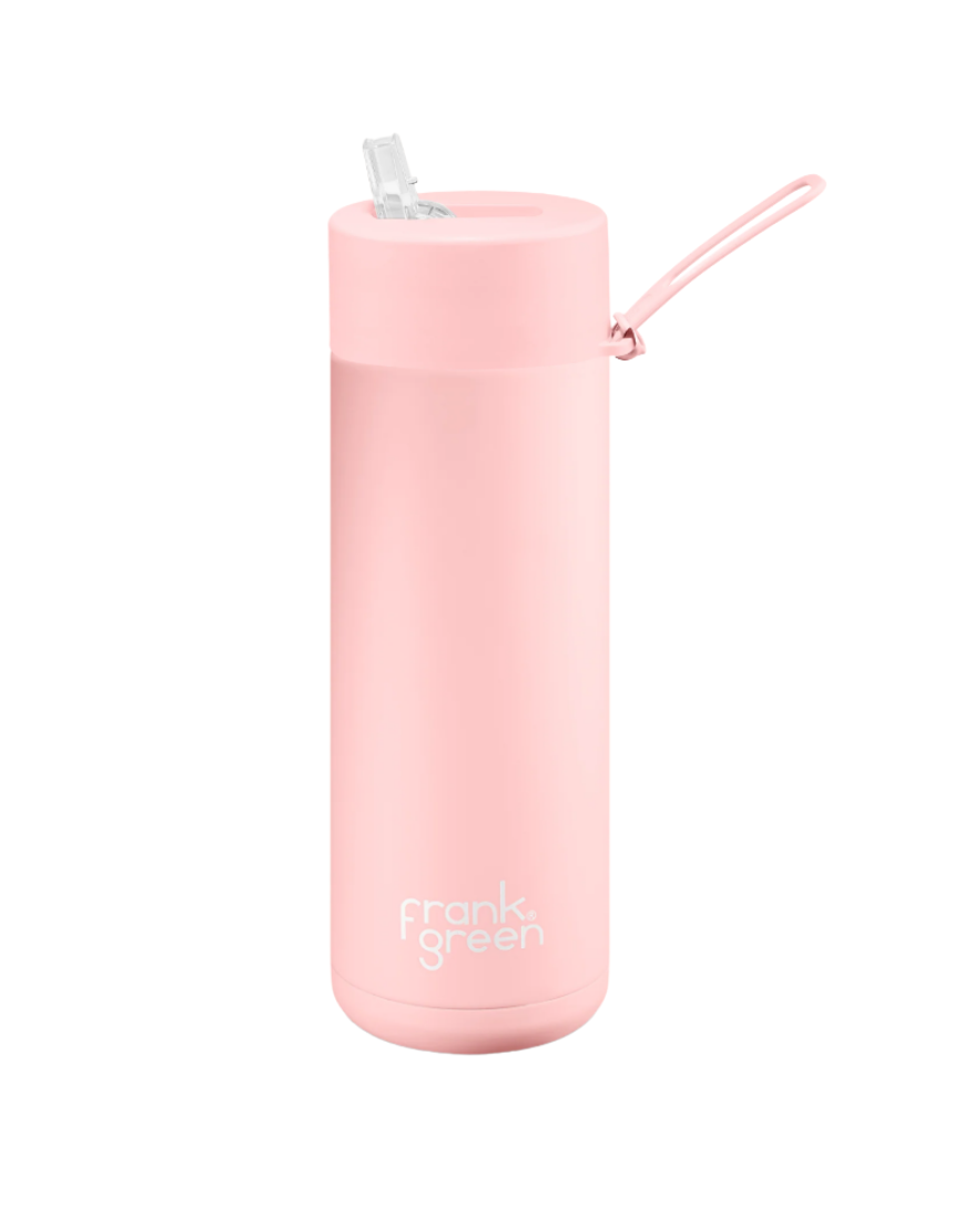 Frank Green Blushed 595ml drinkwear bottle with a sleek design, perfect for keeping beverages hot or cold.