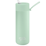 Frank Green Mint Gelato 595ml drinkwear bottle showing a sleek, mint-colored design with a secure lid and clear branding.