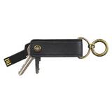 Gentlemen's Hardware key tidy and flash drive with keyring, black compact design, ideal for organizing keys and digital storage.
