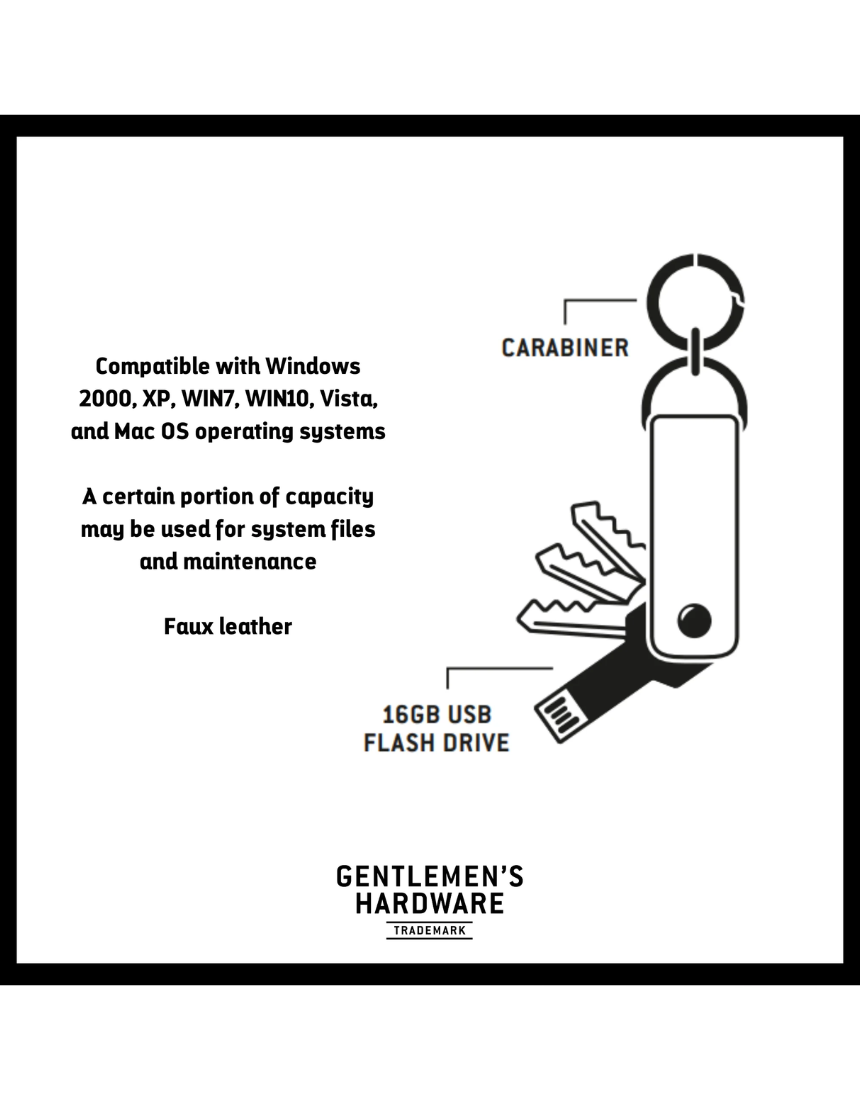 Gentlemen's Hardware key tidy and flash drive with compact design, featuring a sleek metal finish for organized keys and data storage.