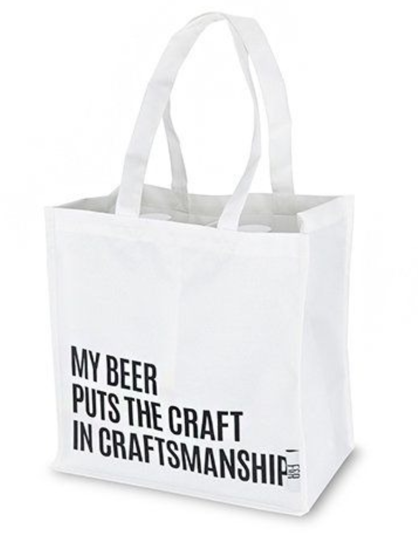 Little Global Beer Snob Tote bag with printed design, durable fabric, and comfortable handles for carrying beverages and accessories.
