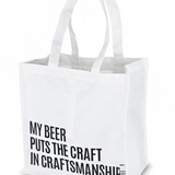 Little Global Beer Snob Tote bag with printed design, durable fabric, and comfortable handles for carrying beverages and accessories.