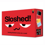 Little Global Sloshed drinking game box with colorful design, featuring game instructions and fun imagery for social drinking fun.