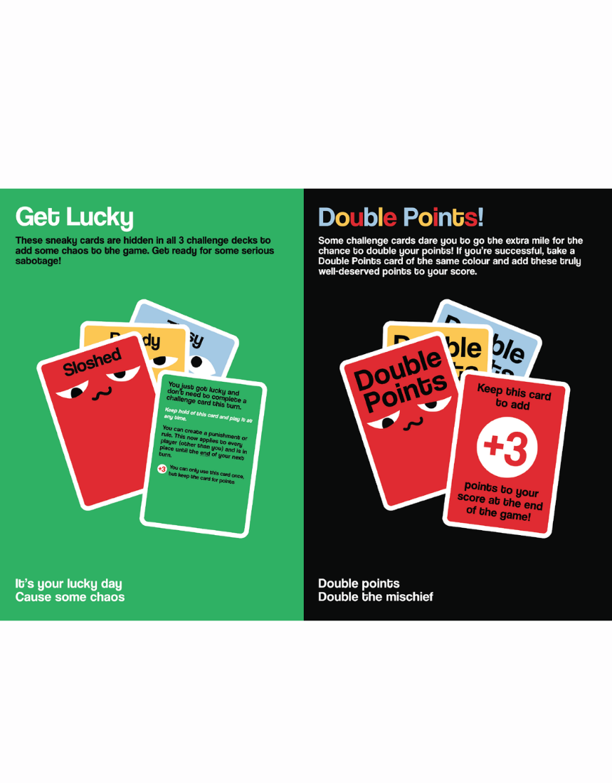 Little Global Sloshed drinking game box with colorful design, featuring game instructions and vibrant artwork for fun drinking challenges.