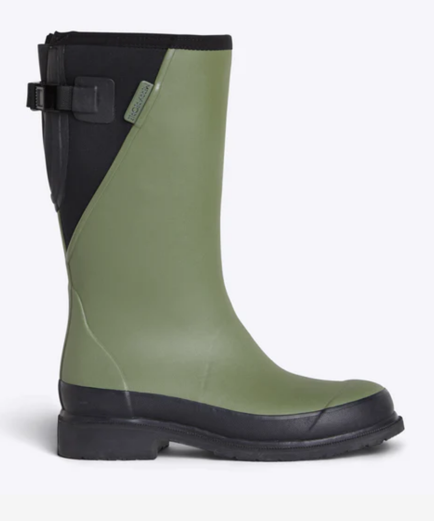 Merry People Darcy Mid Calf Gumboot Moss Green/Black Shoes