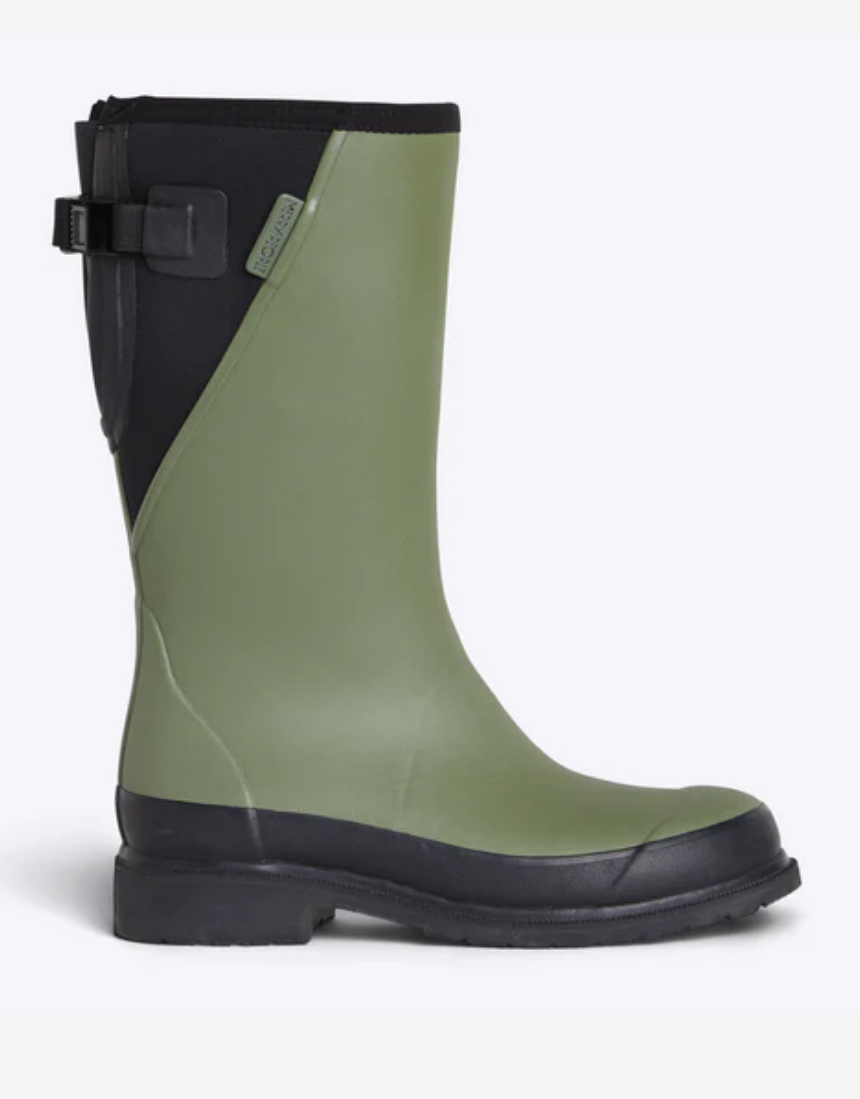Merry People Darcy Mid Calf Gumboot Moss Green/Black Shoes