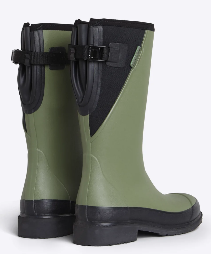 Merry People Darcy Mid Calf Gumboot Moss Green/Black Shoes