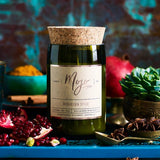 Mojo Candle Co. Moroccan Spice candle with warm, aromatic spices and elegant glass jar.