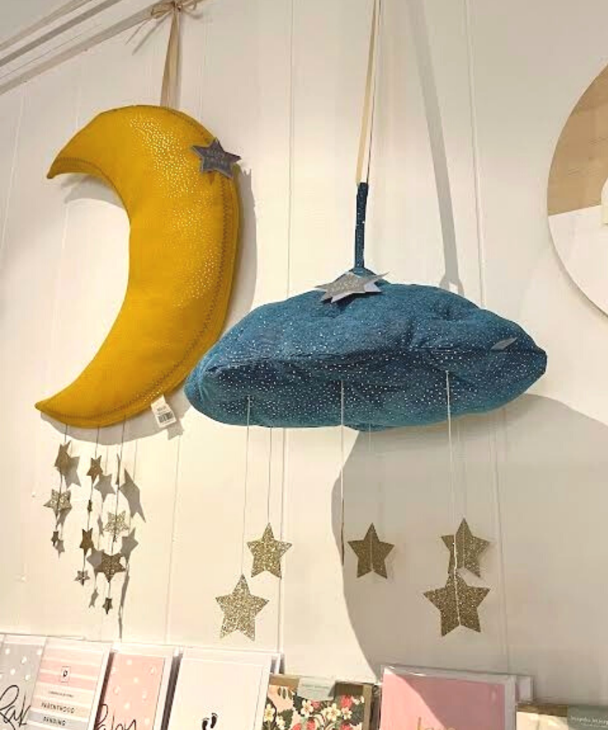 Cloud Corduroy Blue With Stars Wall Hanging, Wall Decor, Picca Loulou - Say It Sister