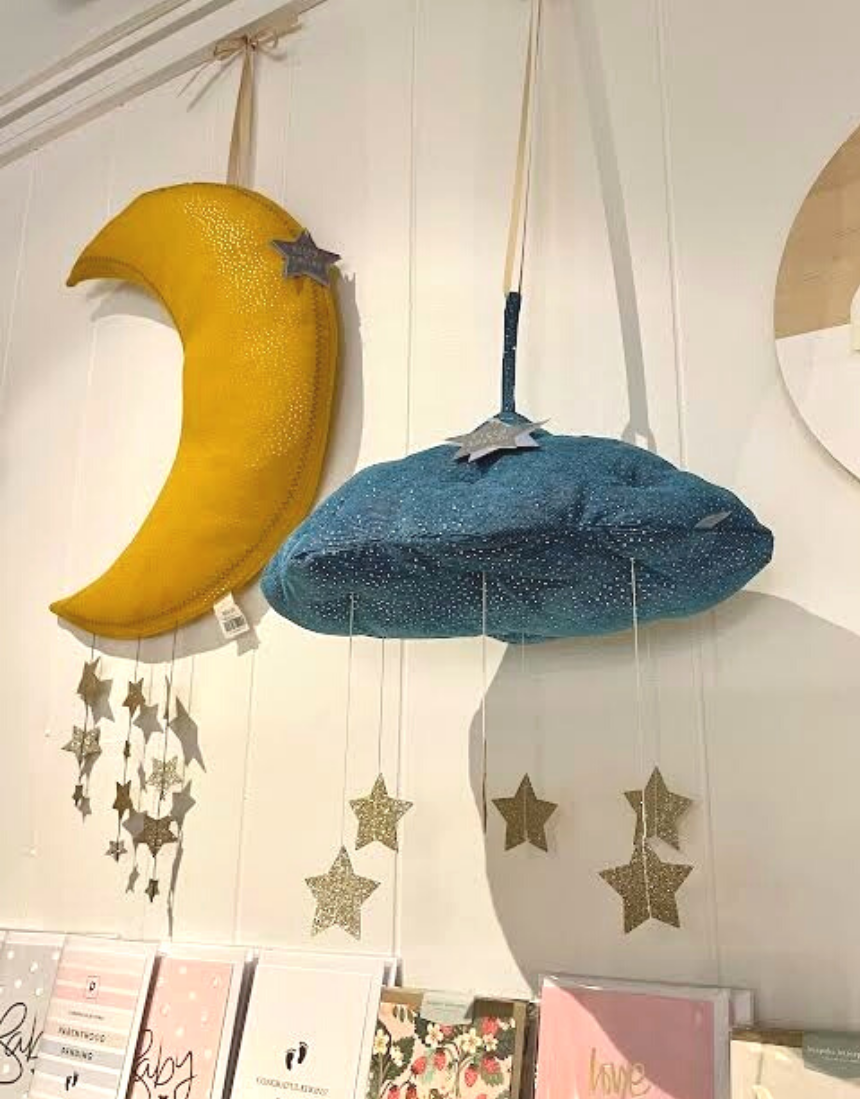 Cloud Corduroy Blue With Stars Wall Hanging, Wall Decor, Picca Loulou - Say It Sister