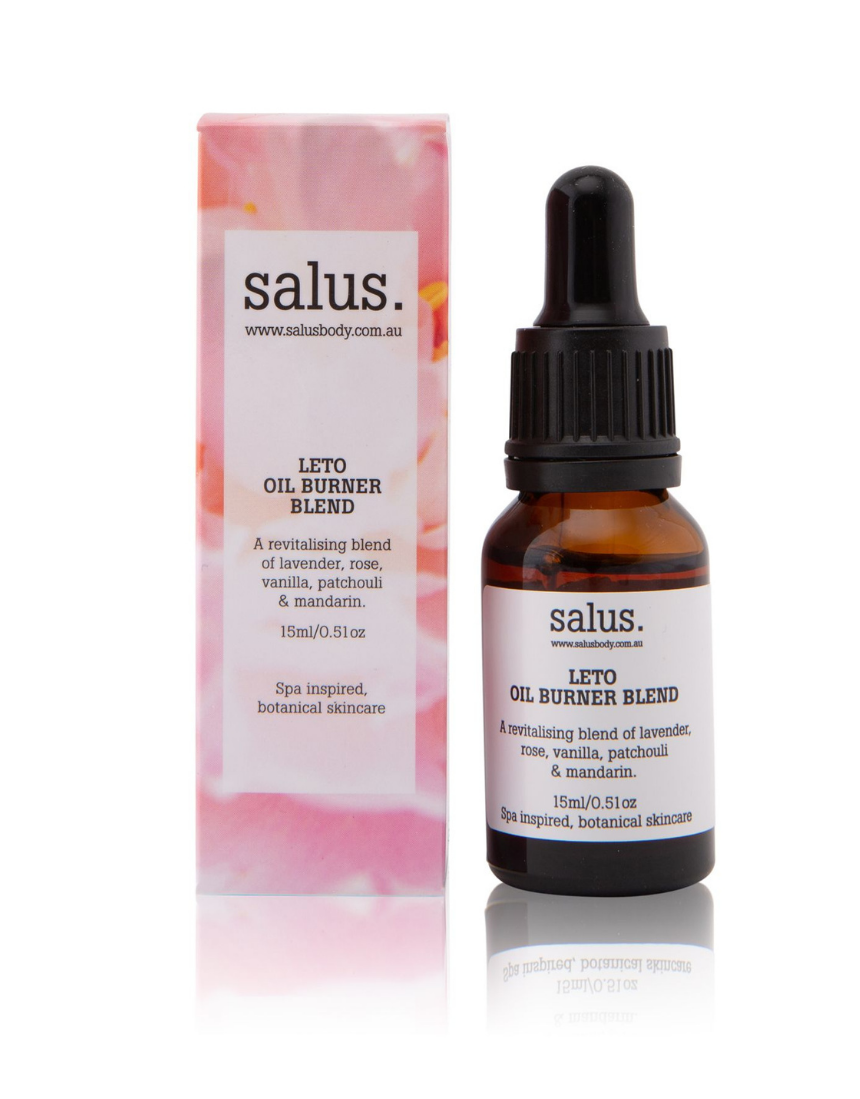 Salus Leto essential oil blend for oil burners, featuring a fragrant herbal and floral scent, ideal for aromatherapy.