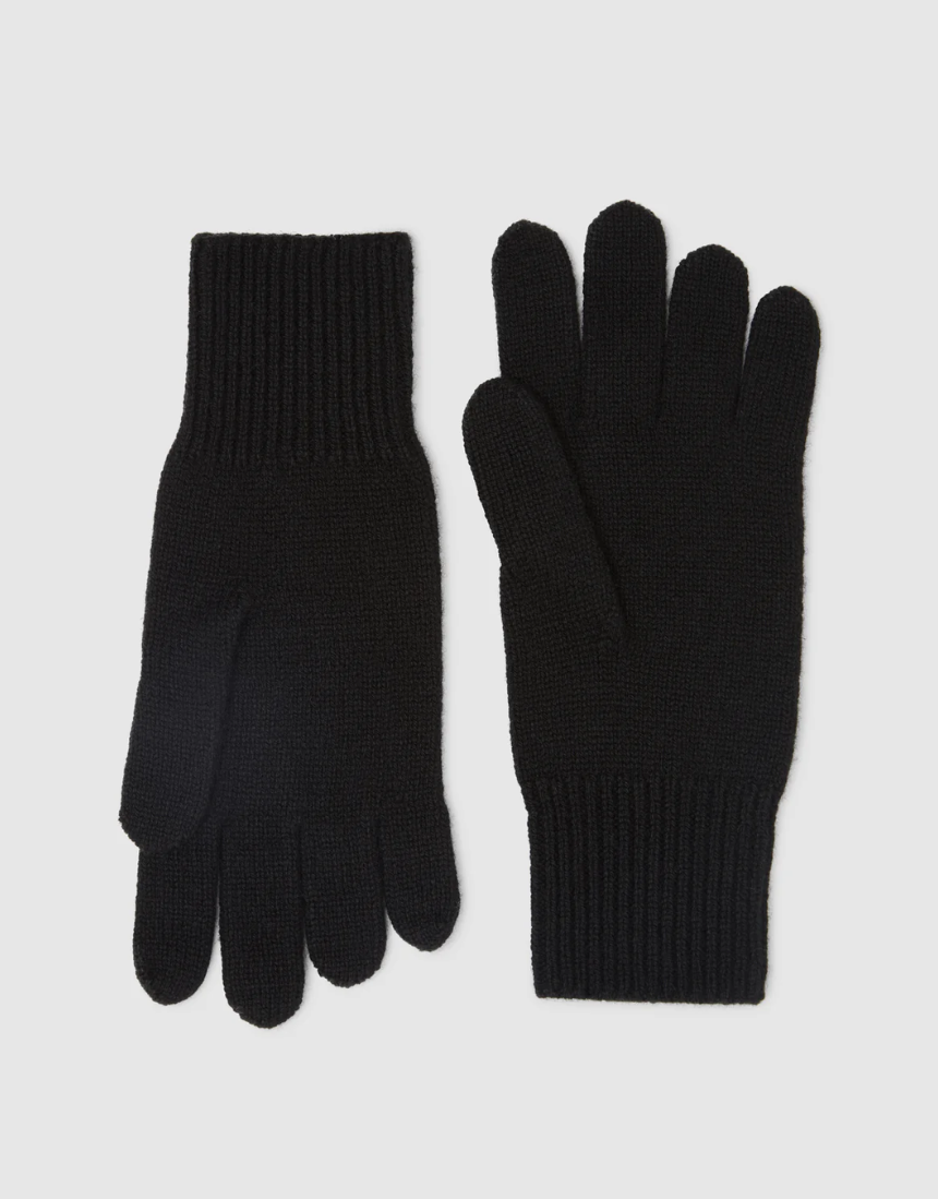 Black Toorallie Merino Gloves by Say It Sister featuring soft, warm woolen fabric and a snug fit for winter wear.
