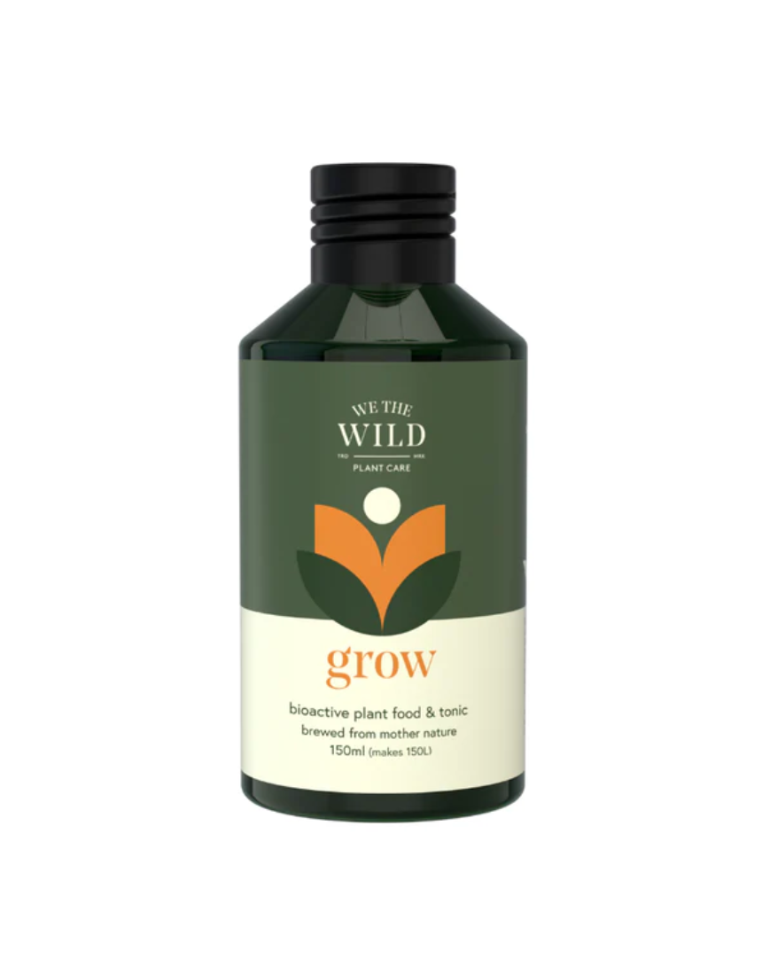 We The Wild Grow Plant Food & Tonic 150ml for healthy plant growth, featuring a natural botanical formula in a clear bottle