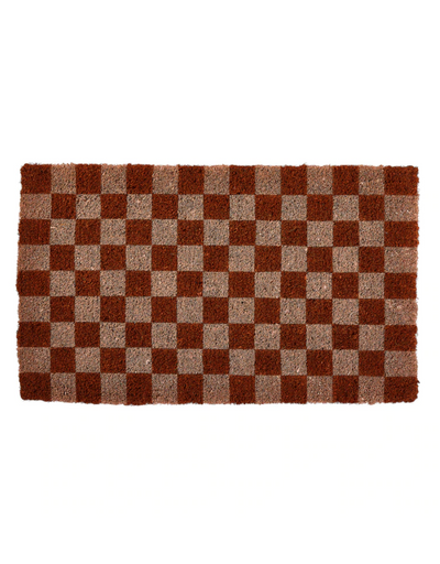 Bonnie and Neil - Checkers Door Mat Terracotta - Say It Sister