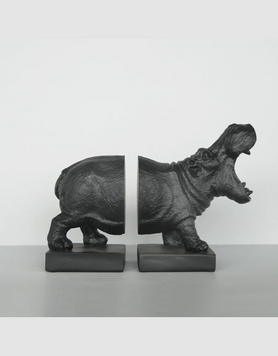 Hippo Bookend Set - Black - Say It Sister
