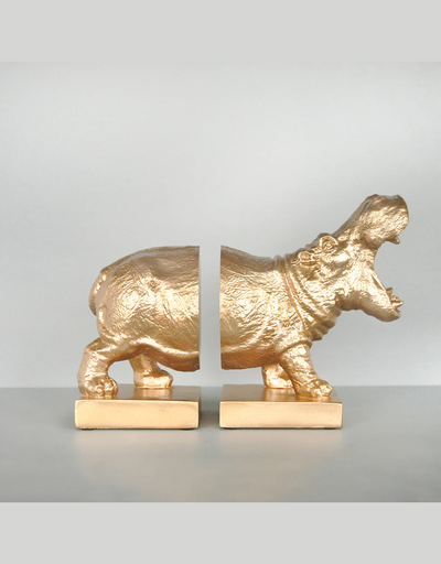 Hippo Bookend Set - Gold - Say It Sister