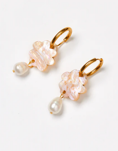 Martha Jean - Cloud + Pearl Earrings Gold Swirl, Earrings, Martha Jean - Say It Sister