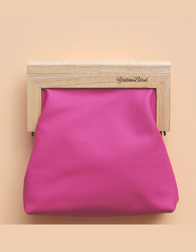 Midsummer's Pink Leather Medium Natural Frame Clutch - Say It Sister