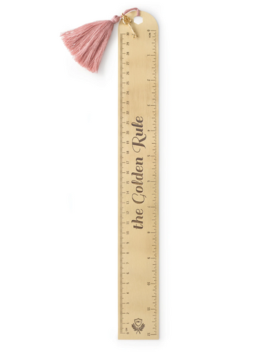 Metal 12" Ruler With Tassel & Charm - "The Golden Rule" - Say It Sister