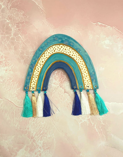 Rainbow Wall Hanging Teal/Blue/Gold - Say It Sister
