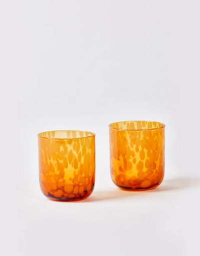 Bonnie and Neil - Glass Tumbler Dots Amber Set of 2 - Say It Sister