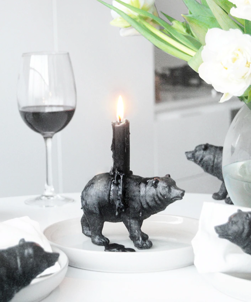 Bear Candle Holder - Black, Candle Holders, White Moose - Say It Sister