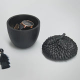 White Moose resin acorn-shaped box in black, designed as a decorative vase or pot for stylish home decor.