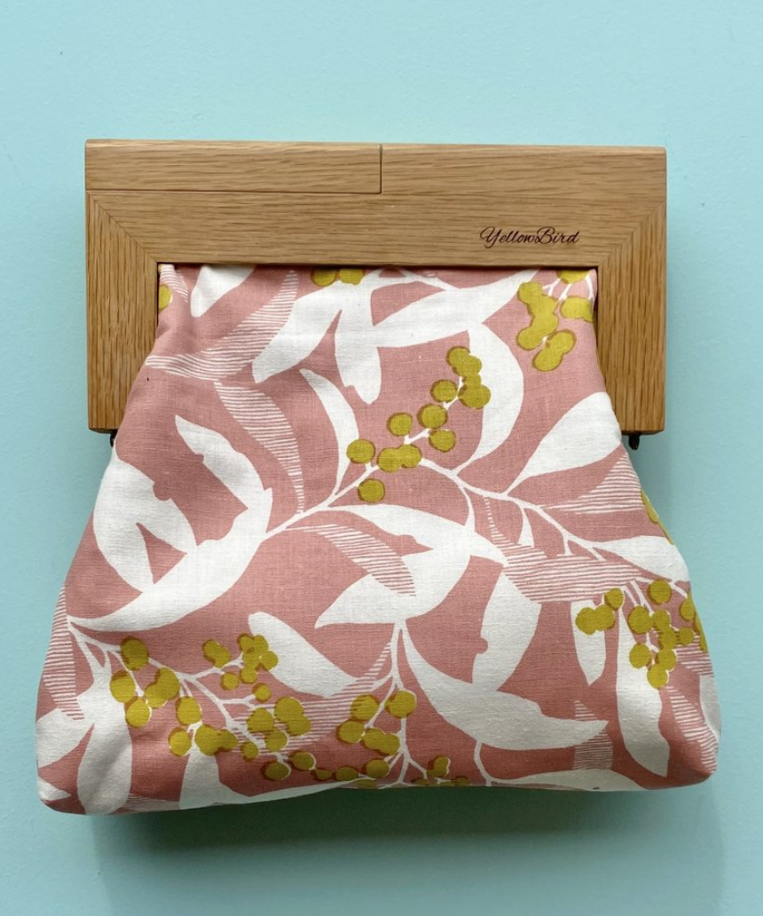 Signature Medium Clutch Wattle Tassie Oak Frame, clutch, Yellow Bird - Say It Sister
