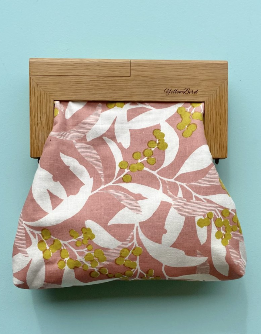 Signature Medium Clutch Wattle Tassie Oak Frame, clutch, Yellow Bird - Say It Sister