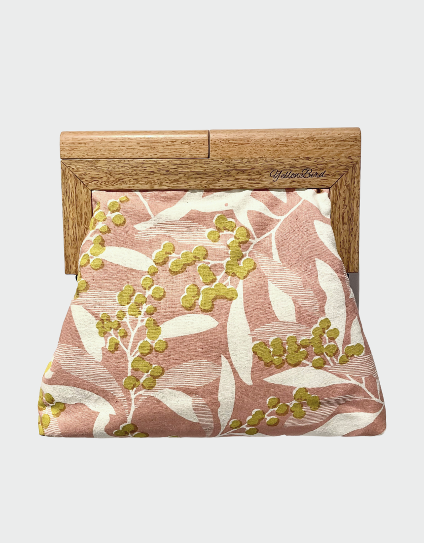 Signature Medium Clutch Wattle Tassie Oak Frame, clutch, Yellow Bird - Say It Sister